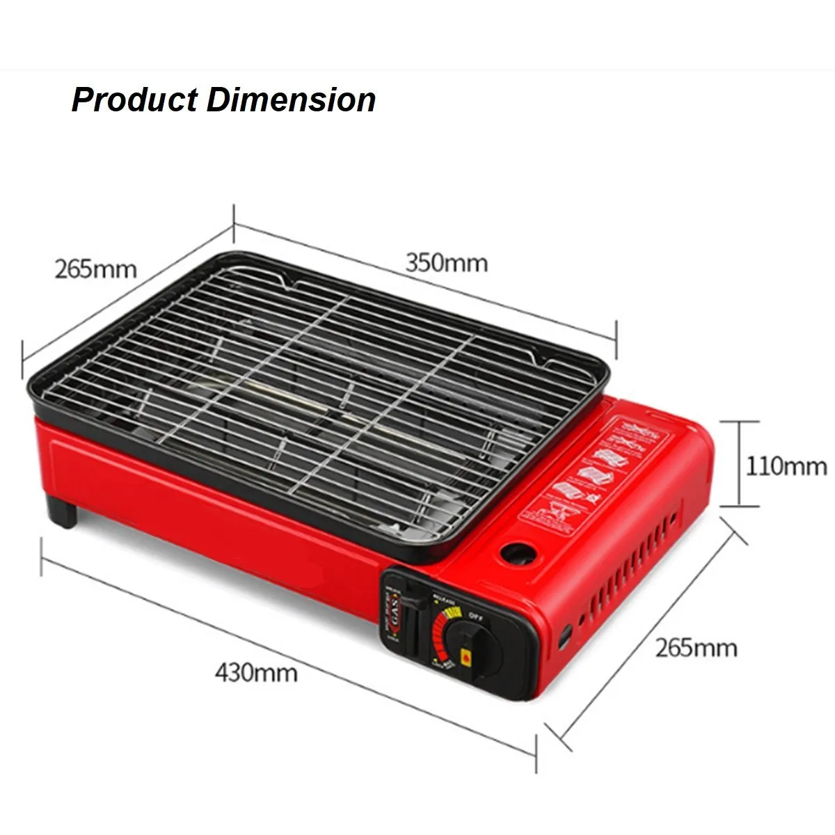 Portable Gas Stove Burner Butane BBQ Camping Gas Cooker Red Color With Non Stick Plate