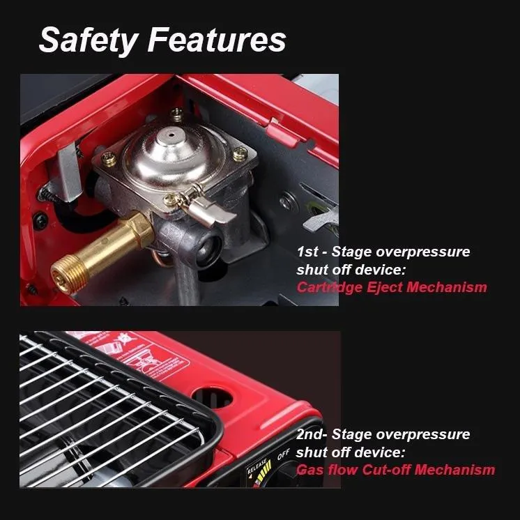 Portable Gas Stove Burner Butane BBQ Camping Gas Cooker Red Color With Non Stick Plate