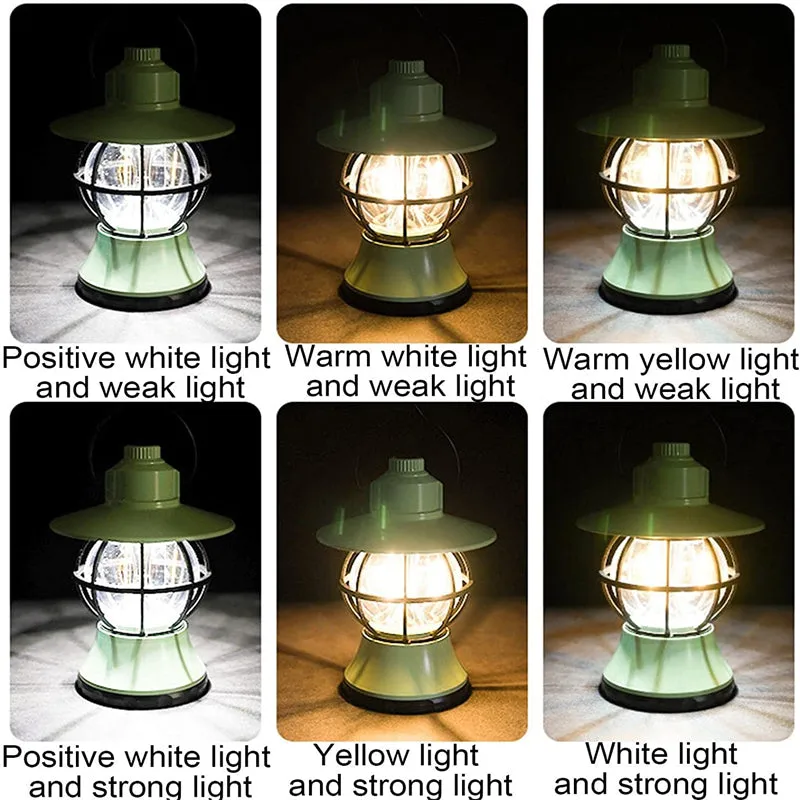 Retro Camping Lantern Portable Multi-function Waterproof Outdoor Lighting Lamp