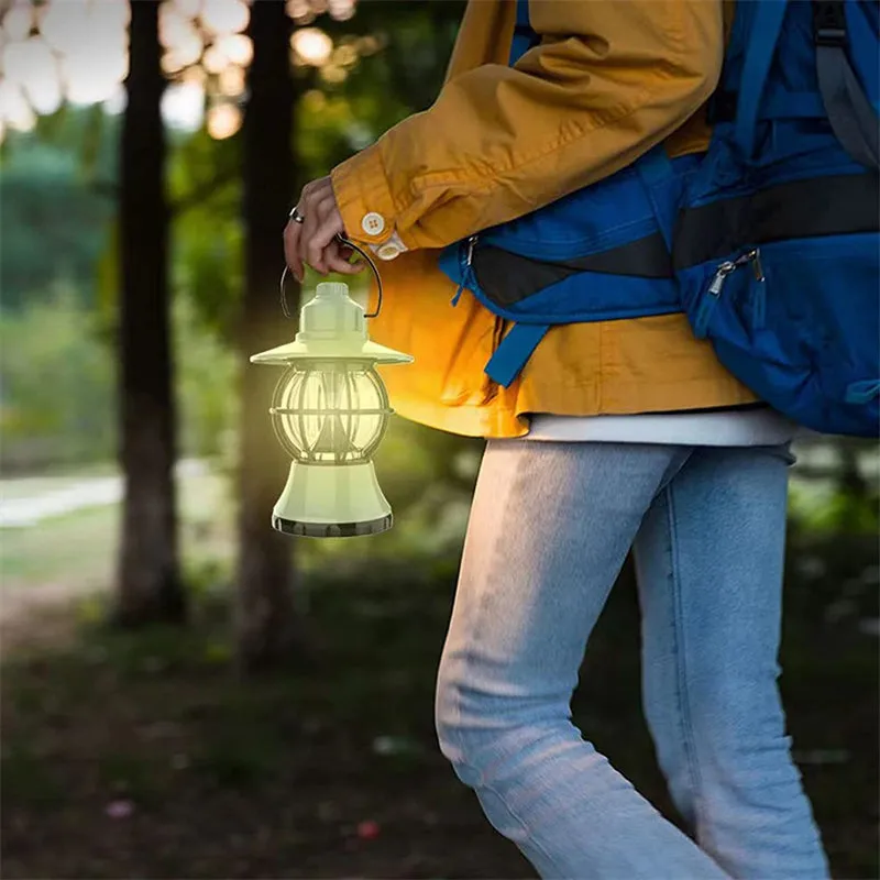 Retro Camping Lantern Portable Multi-function Waterproof Outdoor Lighting Lamp