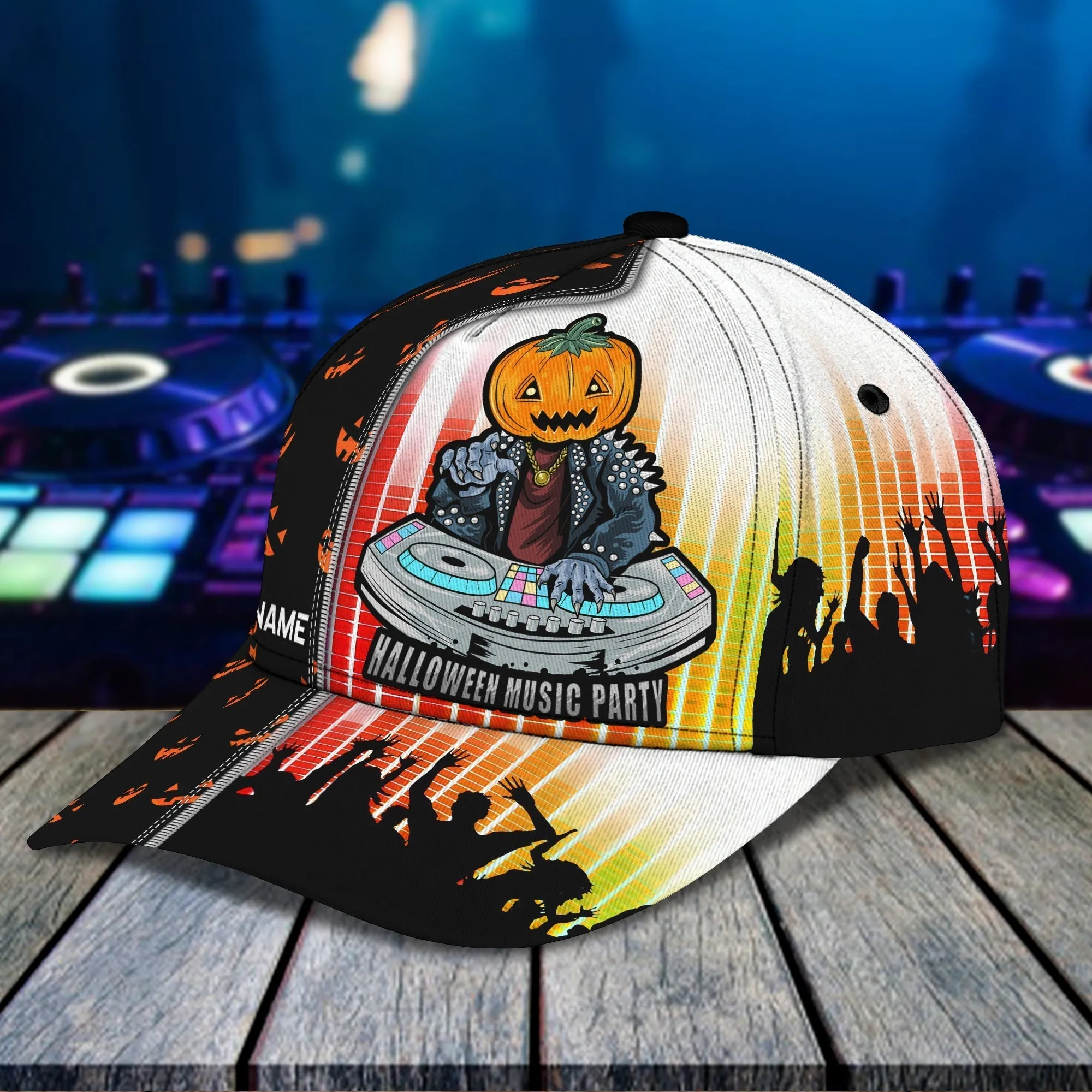 Style Halloween Dj Hat Custom Word Baseball Hat Print, Cap with Adjustable Hat for Mens Womens