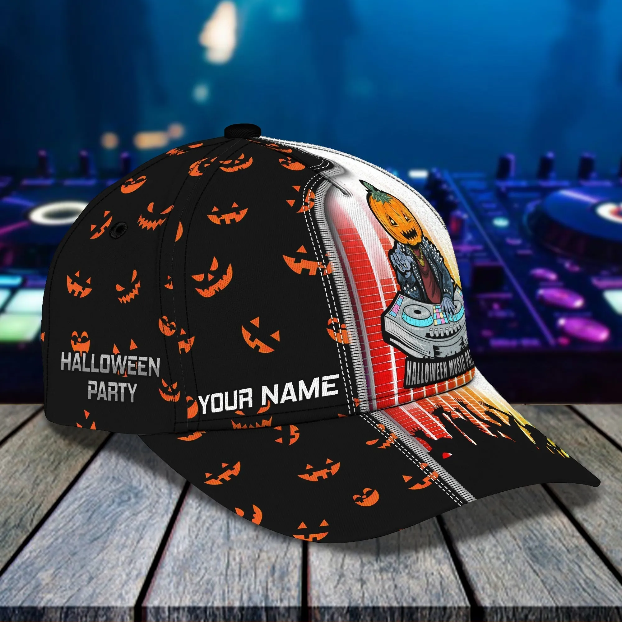 Style Halloween Dj Hat Custom Word Baseball Hat Print, Cap with Adjustable Hat for Mens Womens