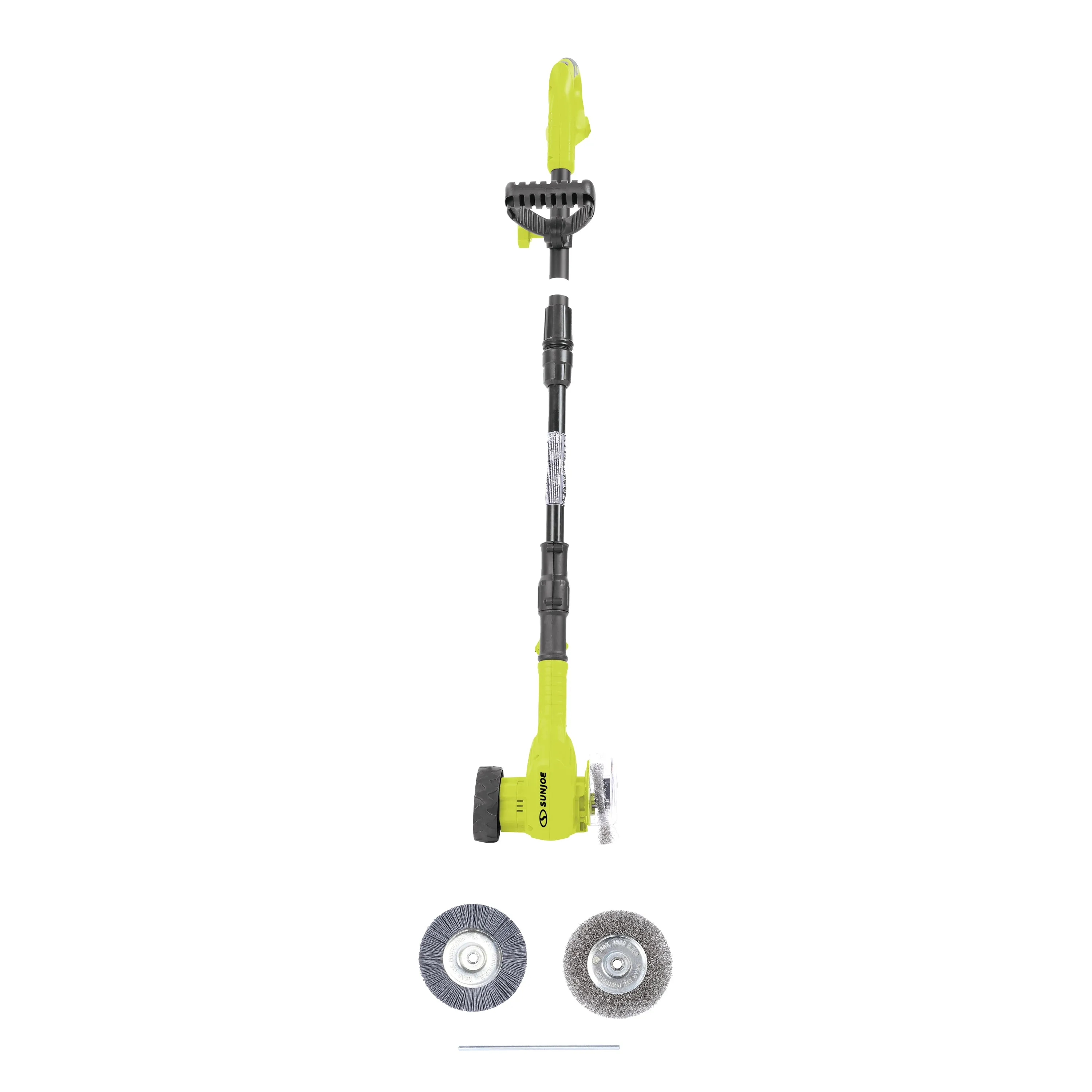 Sun Joe 24V-CTC-LTE 24-Volt* IONMAX Cordless Weed Sweeper | Nylon Brush, Steel Wire Brush, & Adjustable Pole | Sweeper Head W/ Wheel | W/ 2.0-Ah Battery   Charger