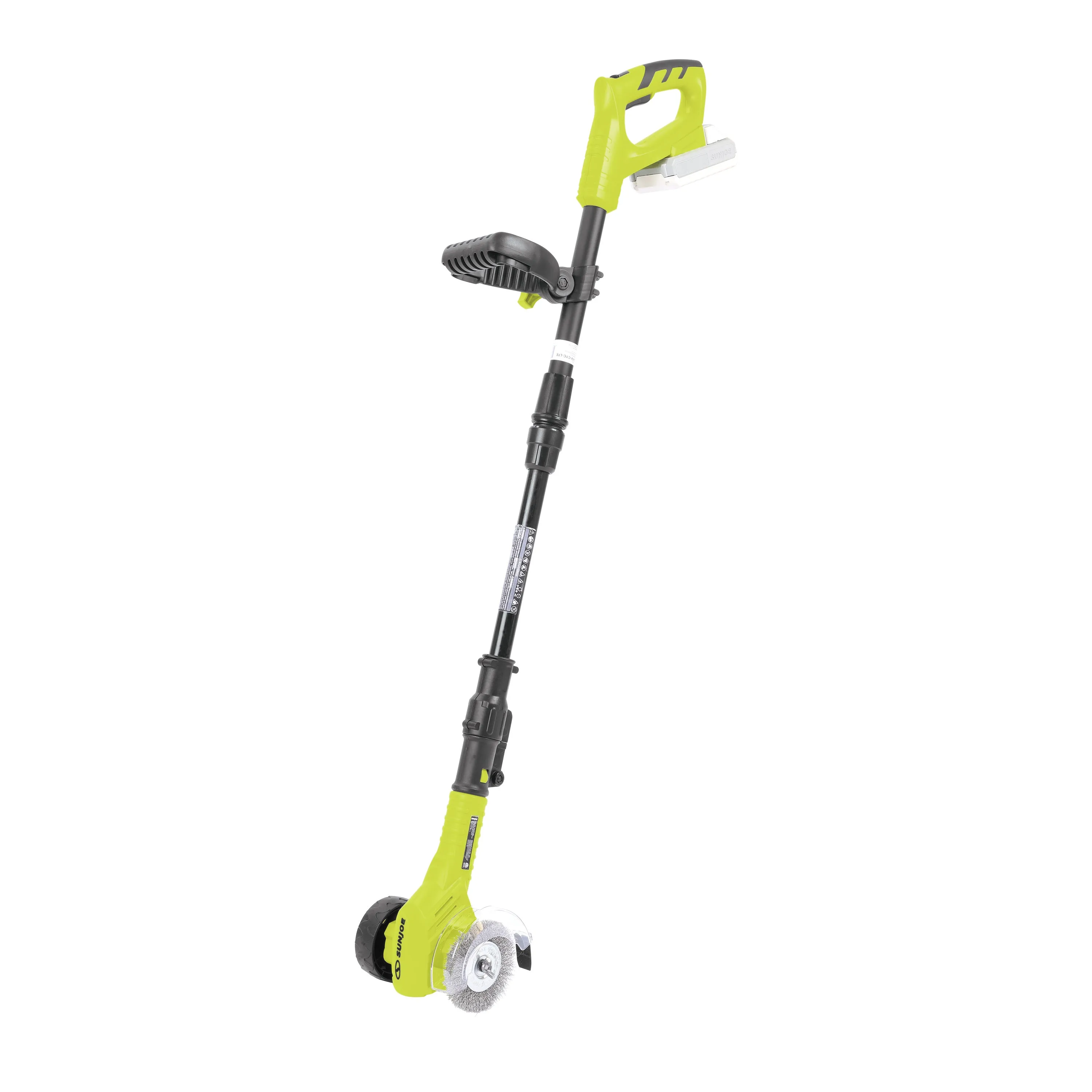 Sun Joe 24V-CTC-LTE 24-Volt* IONMAX Cordless Weed Sweeper | Nylon Brush, Steel Wire Brush, & Adjustable Pole | Sweeper Head W/ Wheel | W/ 2.0-Ah Battery   Charger