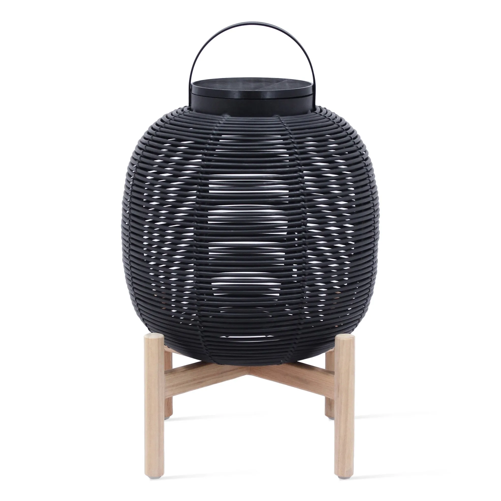 Tika Outdoor Lantern with Wood Base