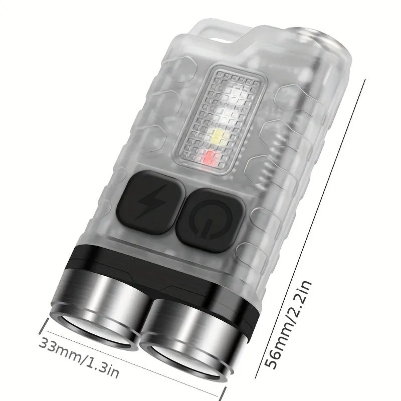 V3 Mini LED Keychain Light with 12 Modes USB Rechargeable