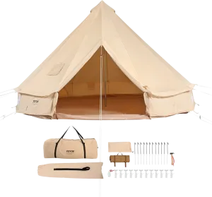 Vevor Bell Tent 16.4' Waterproof Canvas Yurt with Stove Jack and Detachable Side Wall Fits 8-10 People New