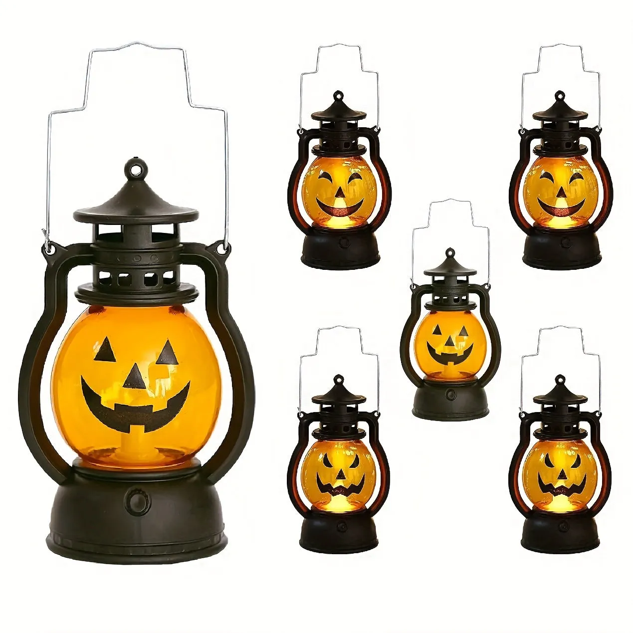 Vintage Halloween Candle Lantern with LED Pumpkin Night Light