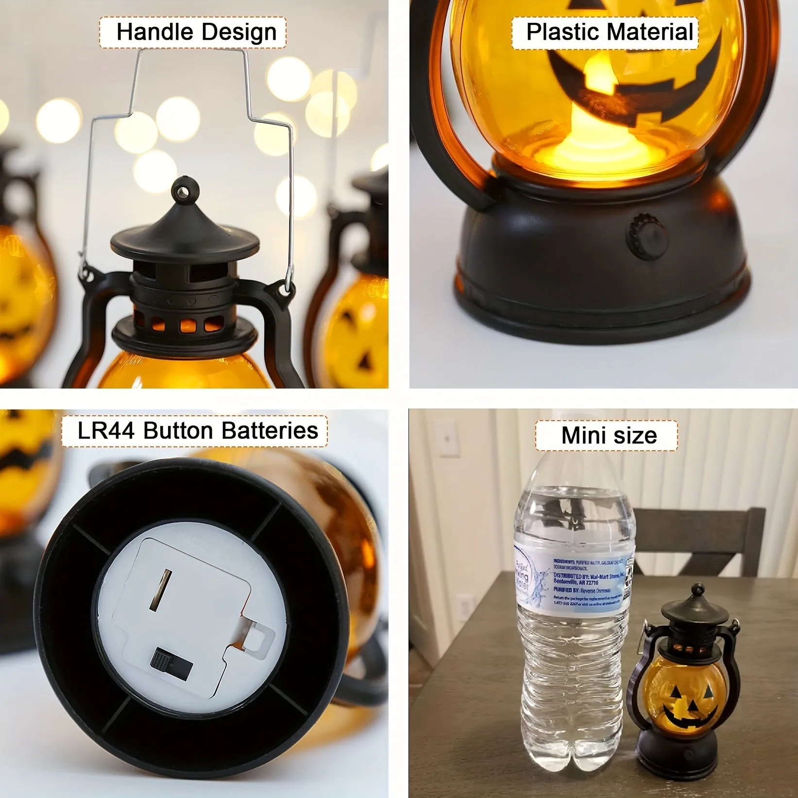 Vintage Halloween Candle Lantern with LED Pumpkin Night Light